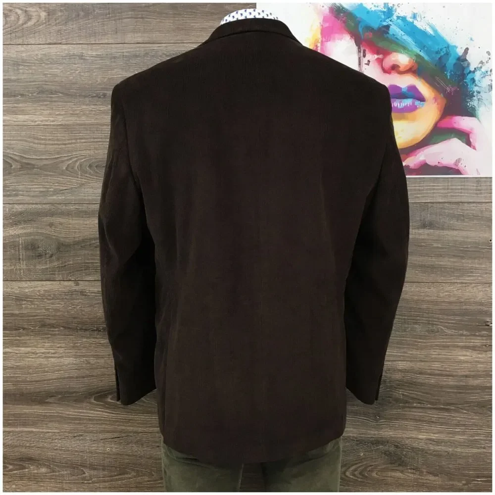 Chaps Mens Blazer Sport Coat Two Button‎ Casual Jacket Size 48R Corduroy Suit